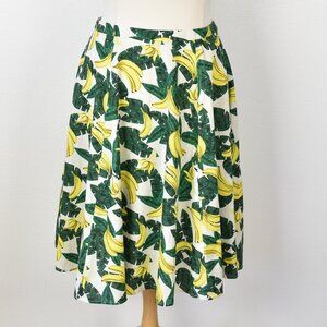 Collectif London Retro Pinup Banana Print Novelty Swing Skirt NEW - 18